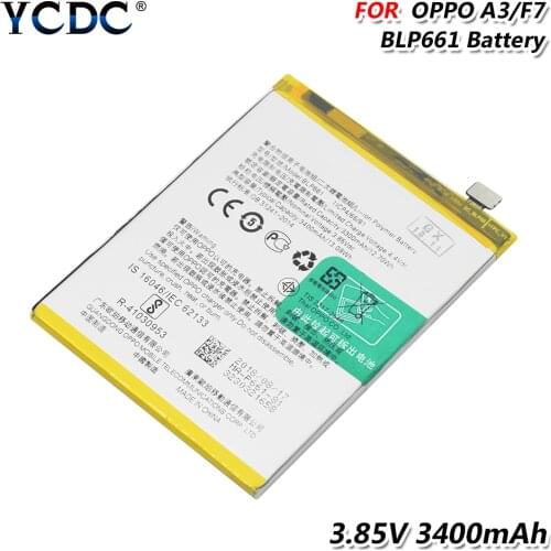 BLP661 Lithium Battery 3.85V 3400mAh Li-ion Bateria Cell Phone Battery Replacement For OPPO A3 Original Mobile Phone Battery