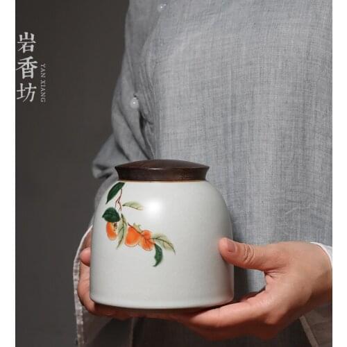 Large Vintage Tea Container Round Ceramic Coffee Tea Storage Jar Canister Suger Gift Travel Thee Blikjes Tea Organizer BK50CY