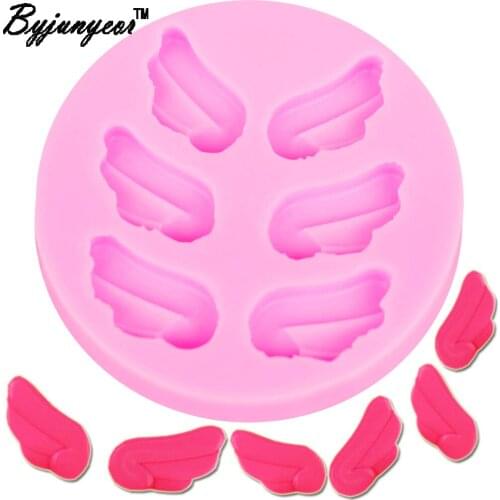 Byjunyeor M274 Angel Wings UV Resin Silicone Mold Fondant Chocolate Candy Lollipop Crystal Epoxy Soft Clay Bake Tools