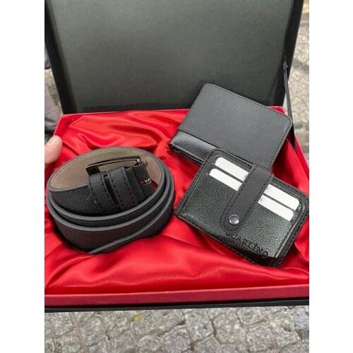 Carlino Black Men 'S Wallet Belt The Kartlıkl Stylish Gift Boxed set