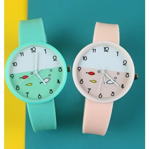 New Soft Rubber Fish Children Watches Girls Fashion Quartz Wristwatch For Woman Clock Female Hours Reloj Montre Femme