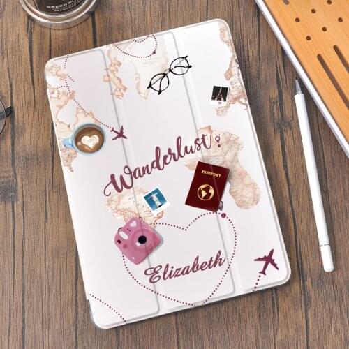 DIY Travel Custom Name for iPad Case Air 4 With Pencil Holder 10.2 8th 7th Air 2 Funda 12.9 Pro 11 2020 Mini 5 Cover 10.5