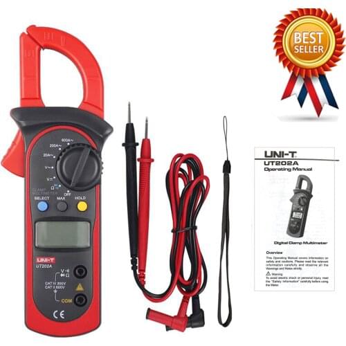 UNI-T UT202A Digital Clamp Meter DC AC Voltage AC Current Resistance Tester LCD Backlight Digital Multimeter Diode Test
