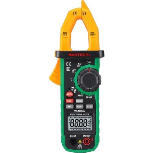 Mastech MS2109A Auto Range Digital AC DC Current Clamp Meter Multimeter HZ Temp Capacitance Tester with NCV Detector