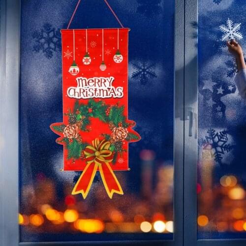 Christmas Hanging Decor Merry Christmas Porch Sign Shopping Mall Santa Elf Banner Cloth Home Garden Outdoor Door Window Ornament