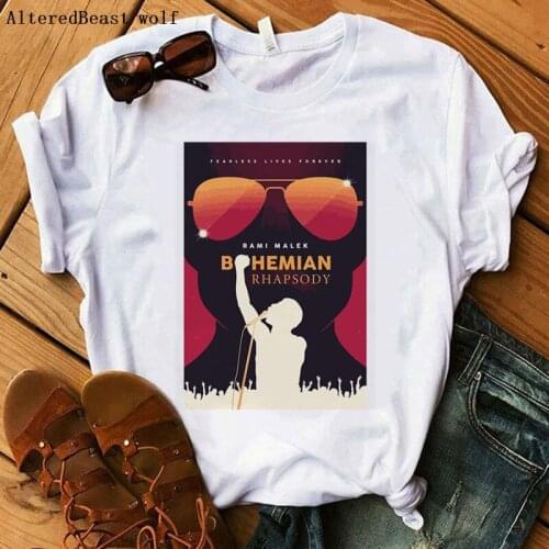 Rock band Queen t shirt female streetwear freddie mercury tshirt women white tops hipster short sleeve funny clothes