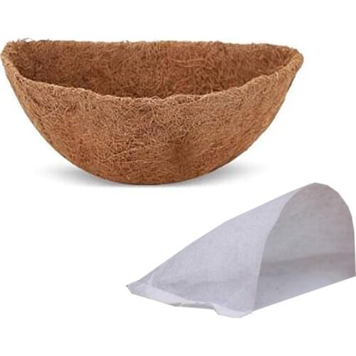 Flower Pot Hanging Plant Basket Coconut Palm Mat Thick Semicircle For Home Gardening Liner