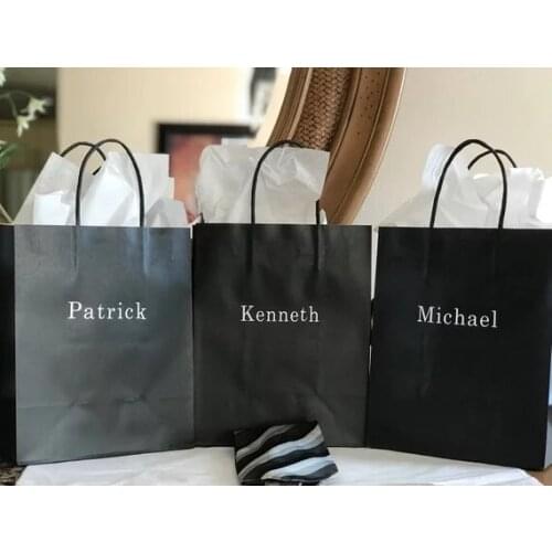 Personalize black wedding Groomsman bridesmaid gift bags birthday party Bachelorette clutches favor bags containers