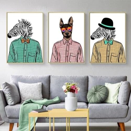 Canvas Painting Animal Handsome Zebra with Glasses Modern Pop Street Art Wall Art Canvas Wall Picture for Home Decor