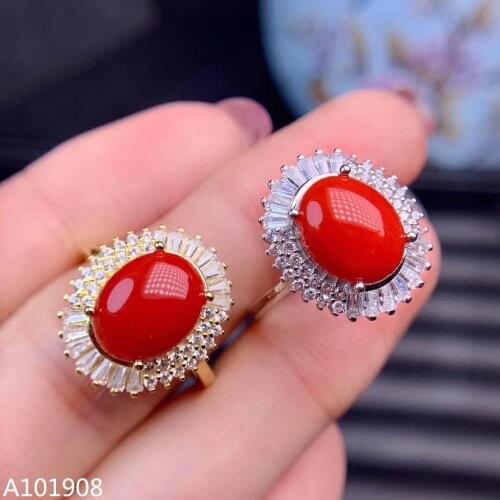 KJJEAXCMY boutique jewelry 925 sterling silver inlaid Natural red coral Ring Womens Ring Support detection beautiful