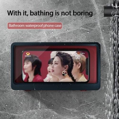 Creative Bathroom Wall Mounted Touchable Phone Case Waterproof Antifog Phone Holder Handsfree Watching TV For Bathroom Toilet