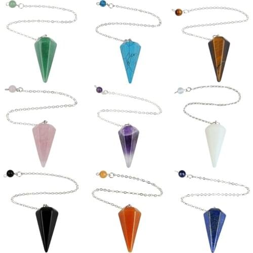 TUMBEELLUWA Crystal Stone Hexagonal Points Reiki Chakra Pendulum Dowsing Divination Metaphysical