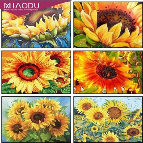 Miaodu 5D DIY Diamond Painting Sunflower Diamond Embroidery Flower Cross Stitch Rhinestone Mosaic Picture Home Decor