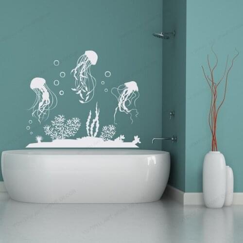 Sea Ocean Animal Jellyfish Vinyl Wall Decal Bathroom wall sticker removable poster HJ1222