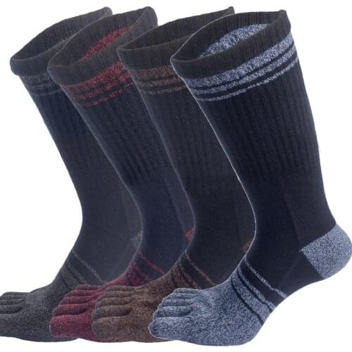 Mens Long Tube Five Fingers Socks Japanese Style Cotton Thick Warm Breathable Compression Toe Socks Gifts calcetines skarpetki