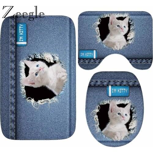 Zeegle Bathroom Carpet Set Anti-slip Shower Mat Toilet Rug Absorbent Foot Mat Washable Bathroom Rug Set Kitchen Carpet