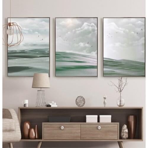 Abstract Desert Sunset Flock of Birds Landscape Wall Art Canvas Painting Nordic Posters And Print Pictures For Living Room Decor