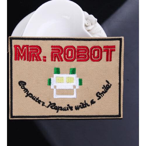Nicediy Mr. Robot Patch Embroidered Badge Letter Patches Iron On Patches Repair clothing Sticker Appliques Stripe c