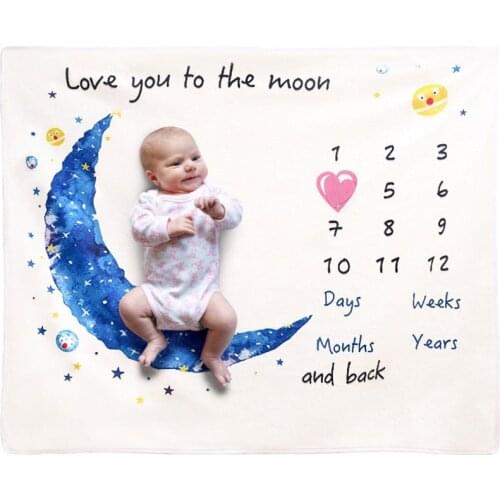 Baby Milestone Blanket Super Soft Printing Flannel Blanket Baby Photography Props W50