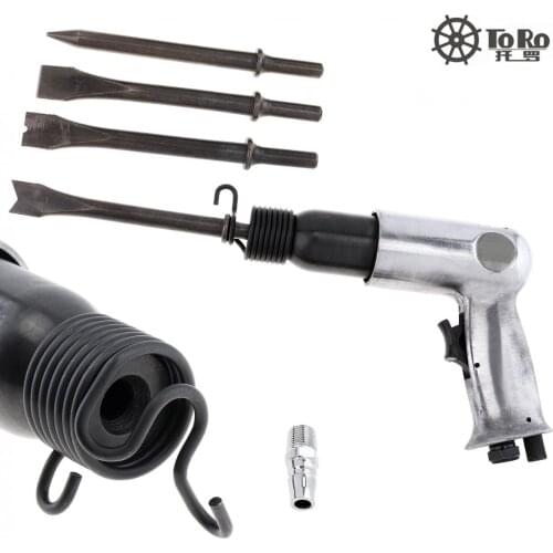 TORO 9190 190mm Pneumatic Tools Professional Handheld Pistol Gas Shovels Air Hammer Small Rust Remover Air Shovel with 4 Chisels
