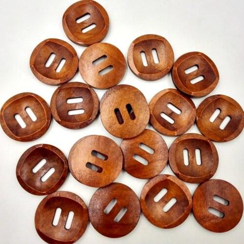 25PCs Coffee 2 Hole Log Sewing Button Scrapbook Card Decoration Garment Clothes DIY Accessories 30mm in diameter