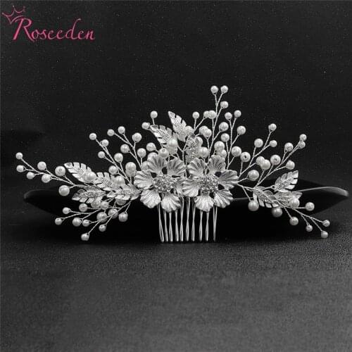 Fashion Luxury Flower Bride Hair Combs Prom Bridal Wedding Hair Accessories Leaves Hair Pins Jewelry RE3625