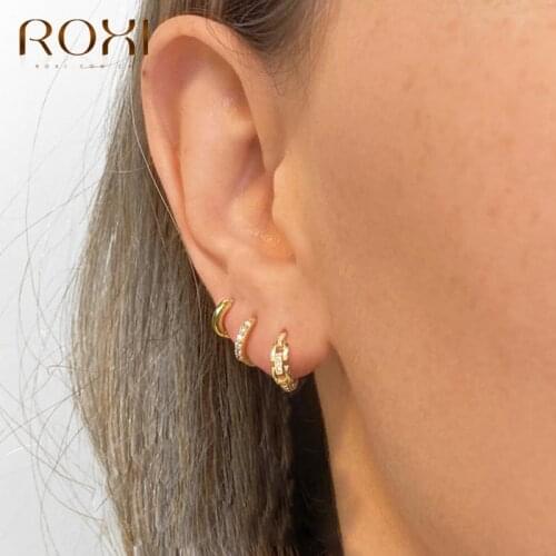 ROXI Copper 3pcs/Set Geometry Small Hoop Earrings for Women Girls Jewelry Earrings Irregular Circle Huggie Earring Pendientes