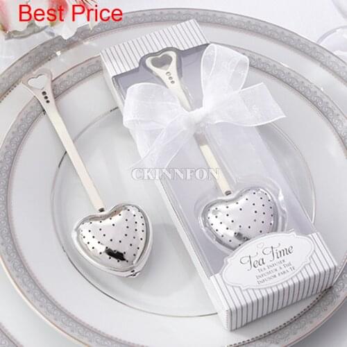 500Pcs/Lot Wedding Gift TeaTime Heart Tea Infuser Favor In Teatime Gift Box