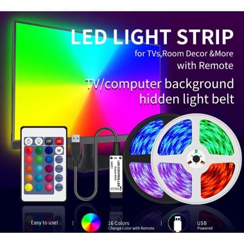 LED Strip SMD 5050 RGB DC 5V Colorful TV Backlight Lighting LED Lights for Teen Kawaii Room Decoration 24 Keys Remote Control