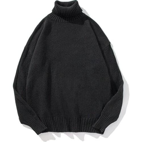 Oversized Mens Turtleneck Sweaters Fashion Autumn Knitted Sweater for Man Full Sleeve Knit Pullove Men Itself Clothing 2020