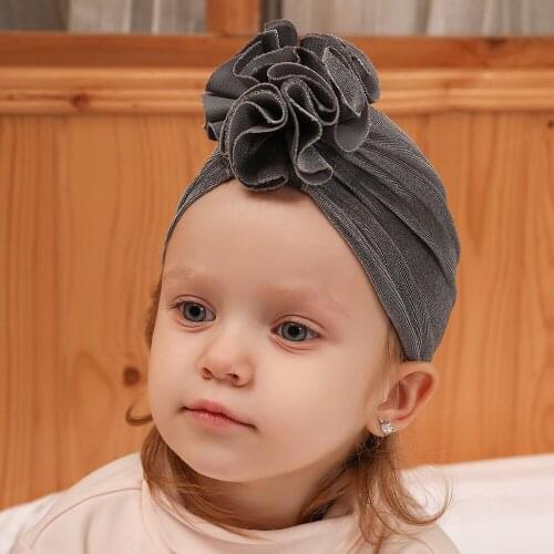 Messy Flower Newborn Warm Turban Infant Fold Cap Bow Baby Girls Velet Hats Soft Bebes Head Hoop Children Cotton Flowers Beanies