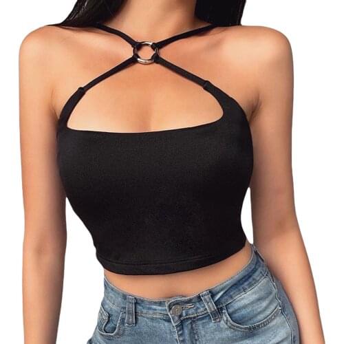 Sexy Ladies Hollow Out Black Camisole Tops Women Sleeveless Low Cut Slim Fit Tank Top Club Fashion Casual Crop Top Streetwear