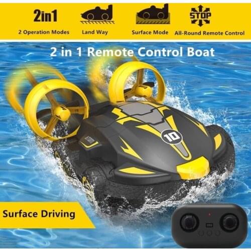 2 IN 1 RC Car Water And Land Driving Remote Control Hovercraft Stunt car High Speed Boats Toys