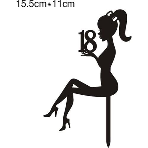 High Heels Lady Girl Acrylic Cake Topper 18 Happy Birthday Cupcake Topper For Weddding Girls Birthday Party Cake Decorations