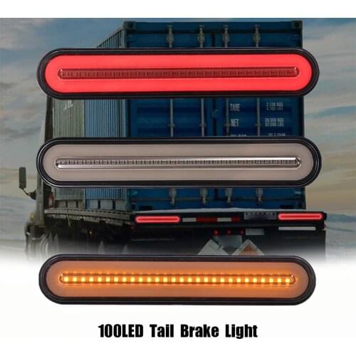 2x Waterproof LED Trailer Truck Brake Light 3 in1 Neon Halo Ring Tail Brake Stop Turn Light Sequential Flowing Signal Light Lamp