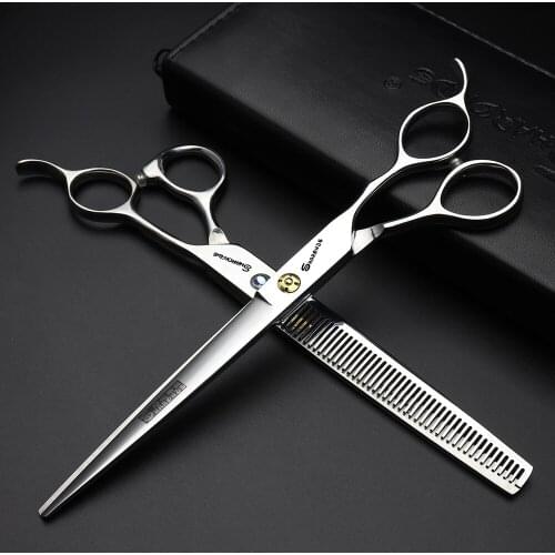 7.5 inch Japanese 440c professional pet dog hairdressing scissors thinning scissors set