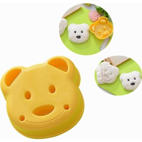 DIY Yellow Cute Bear Shape Design Sandwich Toast Bread Biscuits Embossed Device Cake Mold Making Cutter Mold Kitchen Tool