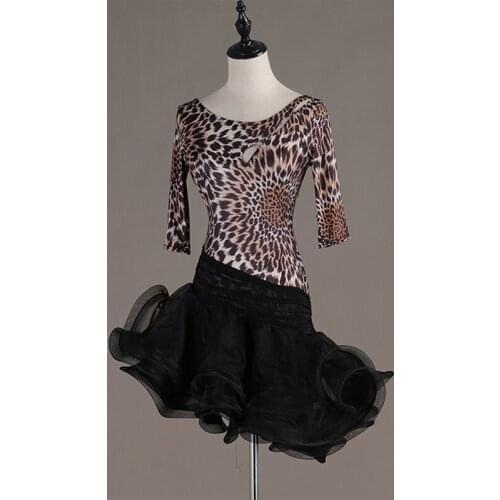Robe latine femme latin practice wear latin dancewear women abito latino donna dress latin leopard lq017