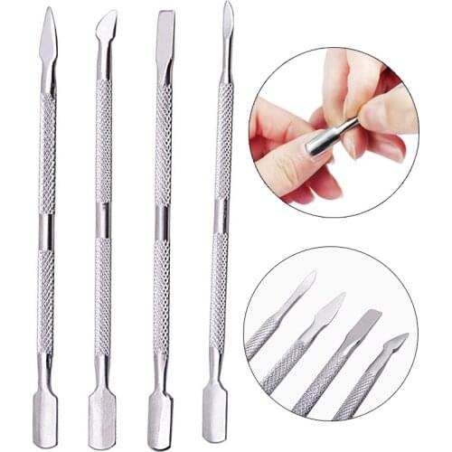 1Pcs Stainless Steel Cuticle Pusher Remover Spoon Trimmer Nail File Double Sided Finger Dead Skin Push Manicure Nail Care Tool
