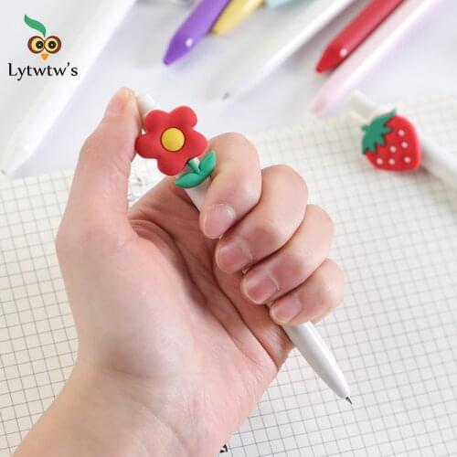 1 Pcs Lytwtws Cute Press Gel Pen Kawaii Office School Supply Girl Lovely Button Fruit Flower Funny Unicorn Bunny Stationery