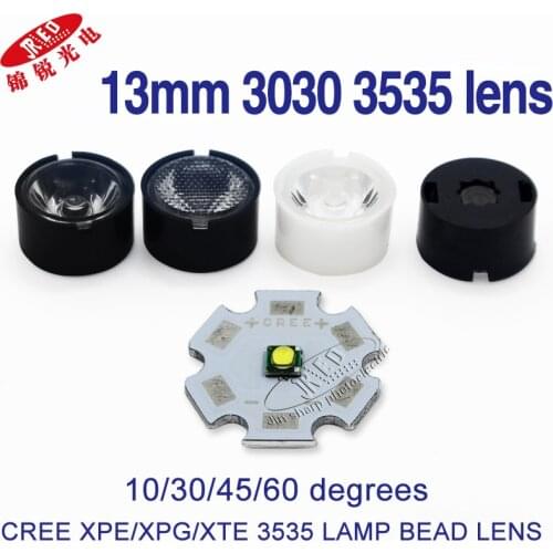 10/50/100pcs 13mm cree xpe cpe2 xpg xpg2 xte 3535 led lens 10/30/45/60 degrees condensing lens Smooth lens Beam of light
