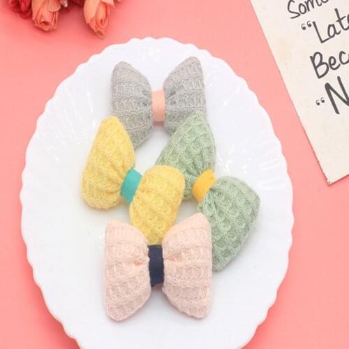 10pcs/lot 6*3.6cm DIY Handmade bow Patches Appliques For Clothes Sewing Supplies DIY Hair Decoration
