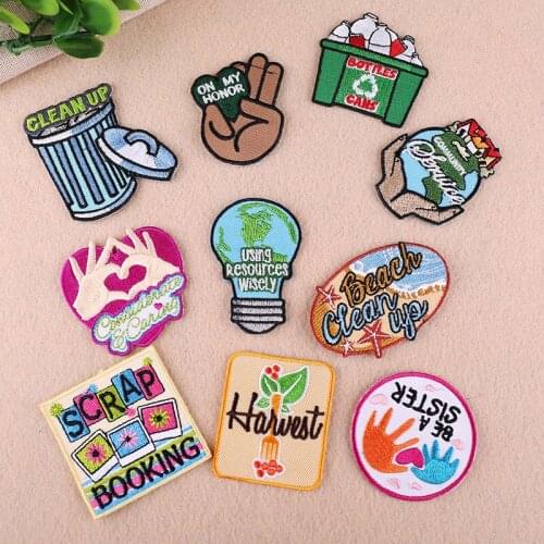 10pcs/lot Embroidery Patches Letters Environmental Protection Clothing Accessories Heat Transfer Badge Iron Clothes