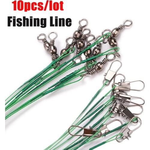 10pcs/lot Fishing Wire Line Leash Lure Fishhook Line Trace Wire Leader Swivel Stainless Steel Rolling Swivels