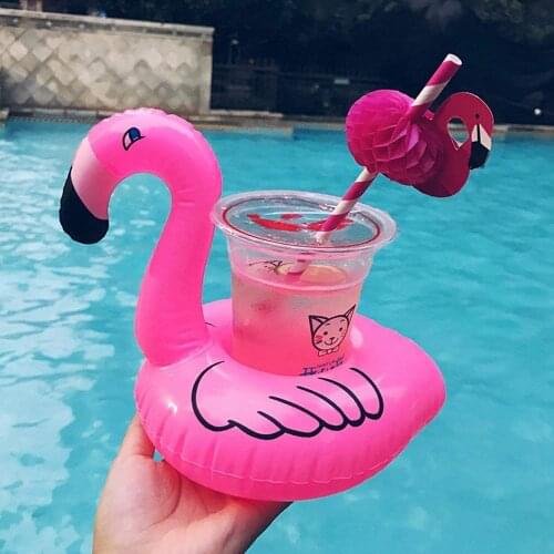 4pcs Flamingo Drink Holders Inflatable Drink Float Coasters Holder for Beverage Cans Cups & Bottles Fun Kid & Adult Pool Party