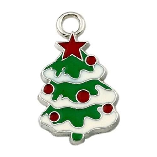 50Pcs 14.5x26mm Enamel Christmas tree Charm Pendants DIY Jewelry Fit Pendants Necklace Christmas gift A-568