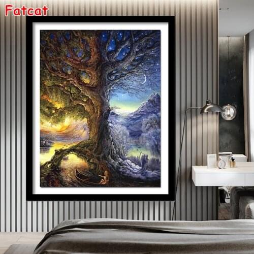 Abstract Tree DIY diamond painting full square round drill mosaic landscpae ice fire trees diamond embroidery home decor PP1907