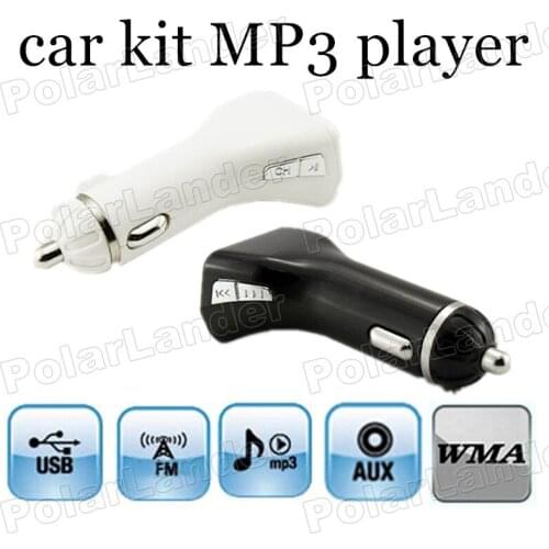 White hot sale for option car kit mp3 music player FM transmitter insert U disk AUX input USB cahrger LCD display screen