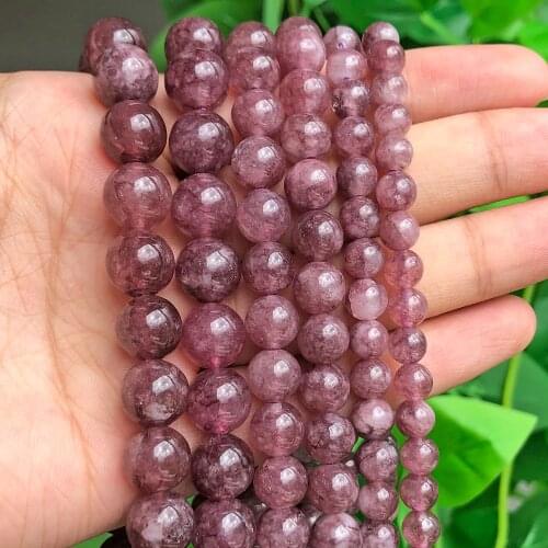 Natural Stone Beads Lepidolite Round Loose Beads For Jewelry Making 6/8/10mm 15.5inches DIY Bracelet
