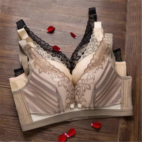 New Maternity Bra Nursing Wireless Lace Bra Sexy Breastfeeding Bra Plus Size D E Cup Front Closure Open Pregnancy Women